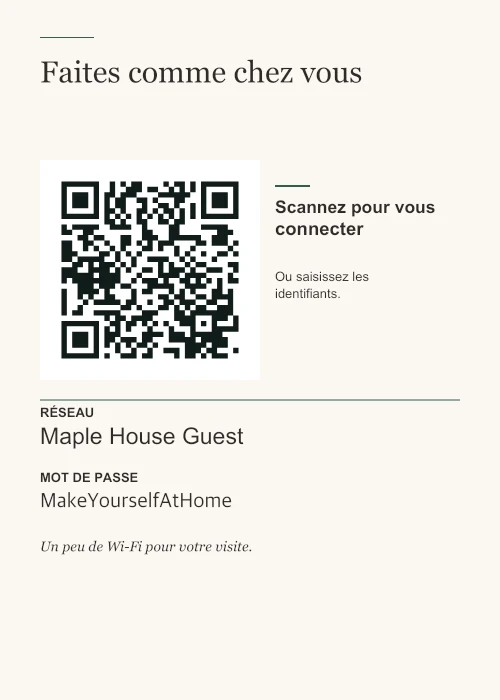 Concierge: Un accueil calme, composé en asymétrie.
